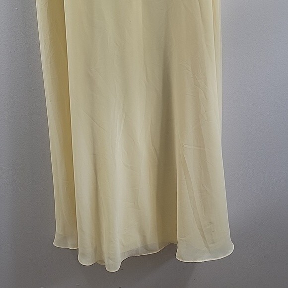 David’s Yellow Spaghetti Straps V-neck Midi Bridal Women's Dress Size 14 - Picture 7 of 9